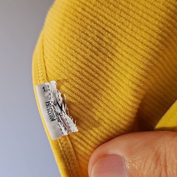 Yellow ribbed stretch nylon knit bodysuit top size S US - Picture 4 of 4